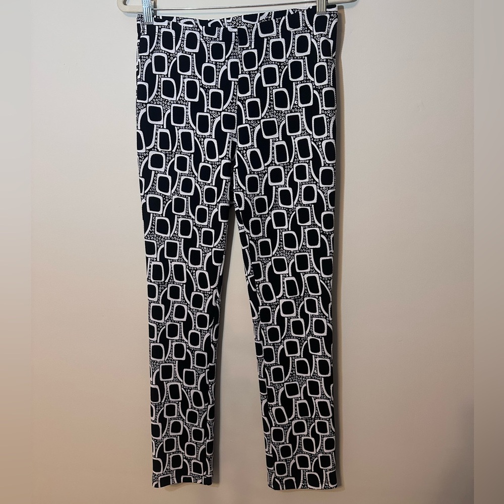CLARA SUNWOO Womens Black and White Geometric Pants Size S Retro Business Career